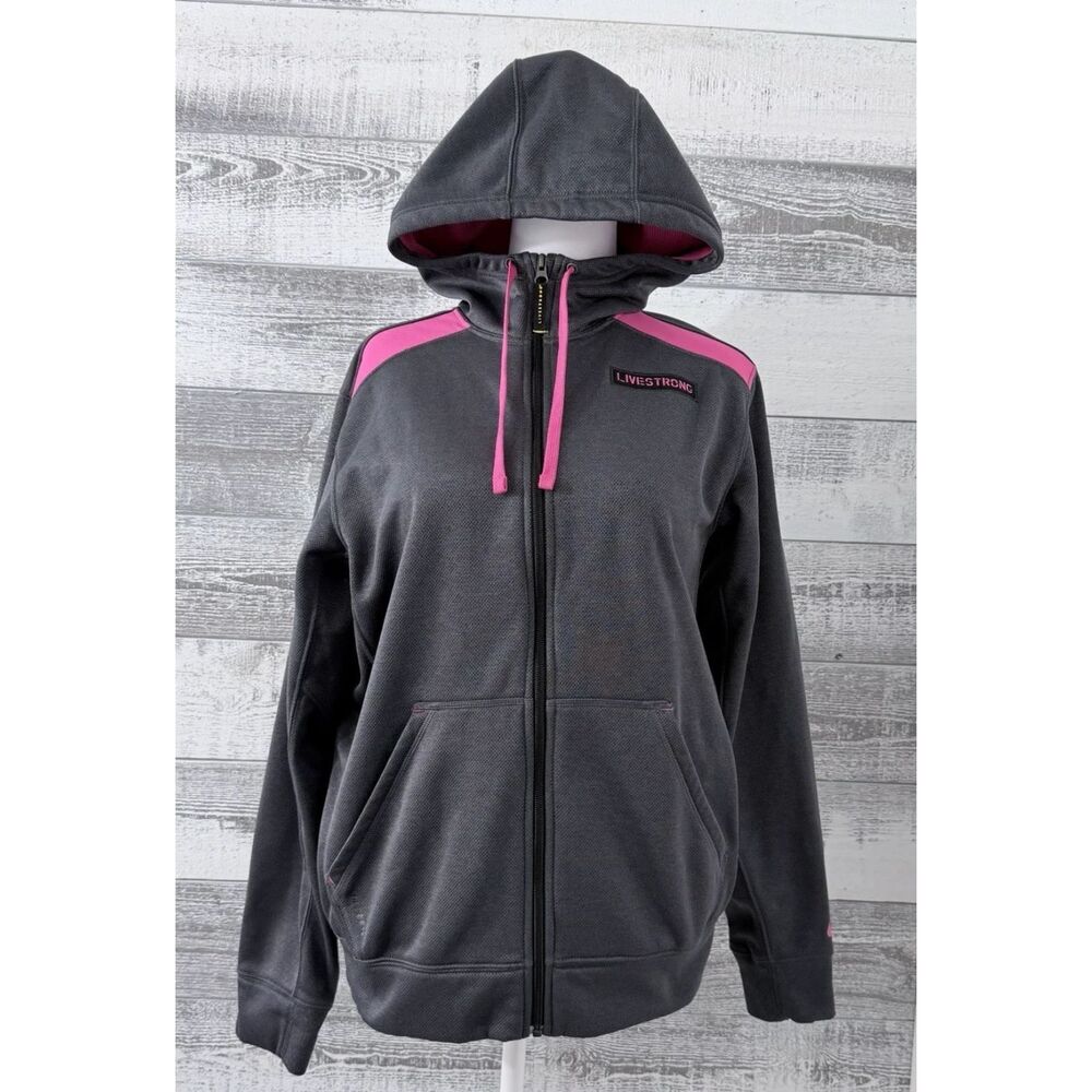 Nike Livestrong Hoodie Full Zip Jacket Womens Small Therma-Fit Gray Pink